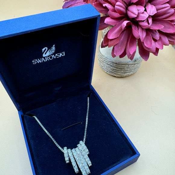 SALE Swarovski crystal hyperbola interchangeable hoop pendant silver necklace - Picture 10 of 11